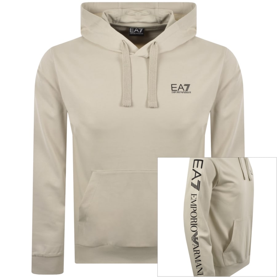 EA7 Emporio Armani Logo Hoodie Beige | Mainline Menswear us
